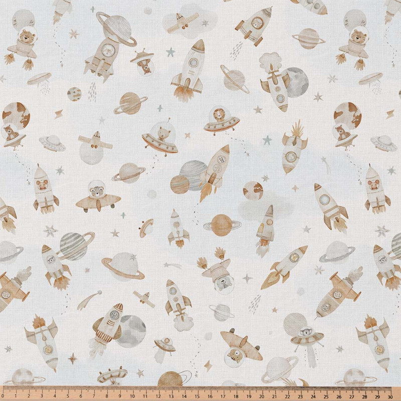 Printed Cotton FUZBUZ Ecru / Natural